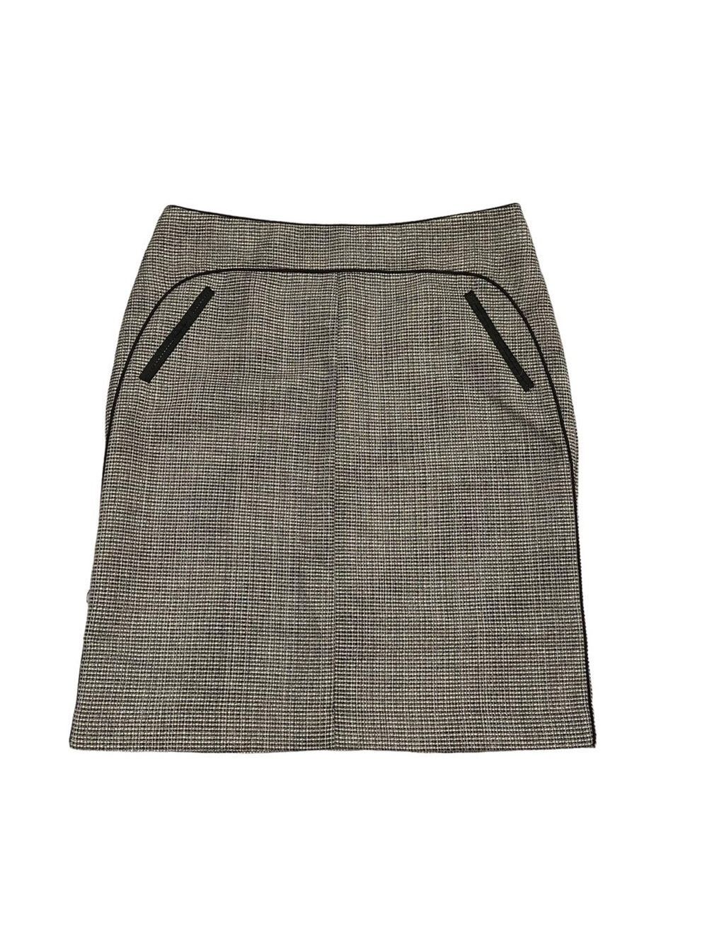 Mario Serrani tweed skirt black white gold silver pockets high waist NWT size 10